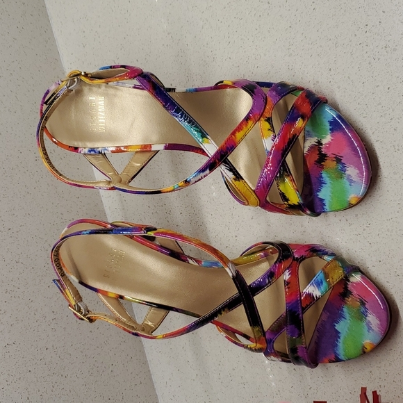STUART WEITZMAN multi-color heels (sz 8M) - Picture 3 of 10